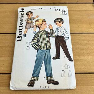 Boy's Shirt Pants & Shorts Butterick 2122 Sewing Pattern Child Size 4 Vintage